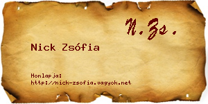 Nick Zsófia névjegykártya